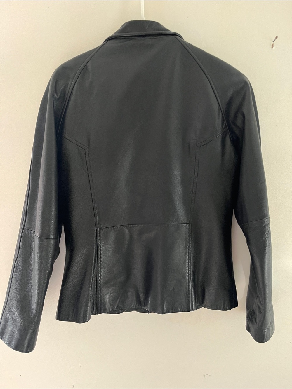 90s y2k leather Wilsons Black Women's Zip-Front Leather Jacket lined - Picture 4 of 10